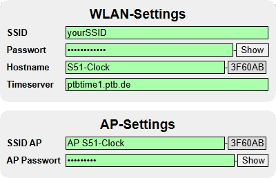 WLAN und AP Einstellungen