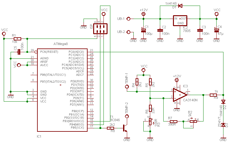 Schaltplan Temperaturplatine 2